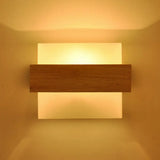 Simple Style White Glass 1-Light Sconce With Wood Brace For Square Corridor Wall Lighting