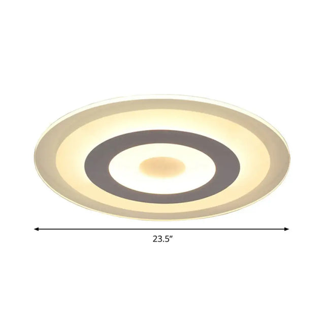 Simple Style White Led Ceiling Light - 16/19.5/23.5 Wide Flush Mount Disc Fixture With Dual Lighting