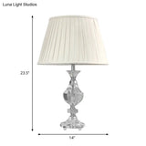 Simple White Fabric Table Lamp With Crystal Base - Perfect For Bedroom Nights