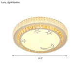 Simple White Led Crystal Flush Mount Lamp - Star/Flower Design | Close To Ceiling Light Fixture For