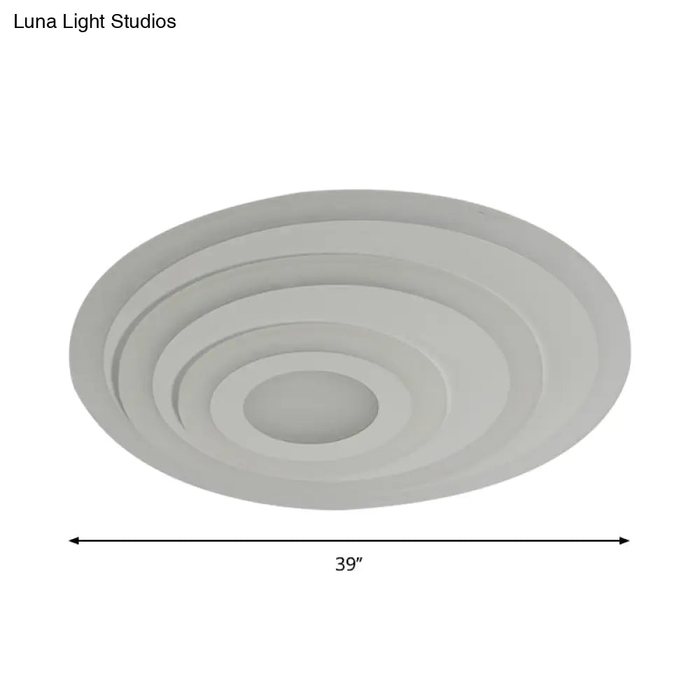 Simple White Led Flush Ceiling Light - 19.5’/31.5’/39’ Wide Warm/White