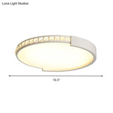 Simple White Led Flush Mount Crystal Lamp - 16.5’/20.5’/24.5’ Diameter