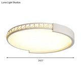 Simple White Led Flush Mount Crystal Lamp - 16.5’/20.5’/24.5’ Diameter