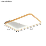 Simple Wooden Rectangular Led Flush Mount Ceiling Light - 13’/17’/21’ Wide