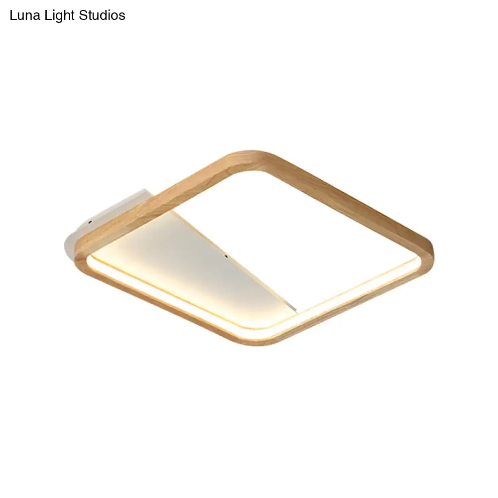 Simple Wooden Rectangular Led Flush Mount Ceiling Light - 13’/17’/21’ Wide
