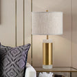Simplicity 1-Head Fabric Drum Night Table Lamp - Flaxen Metal Nightstand Lighting For Bedroom
