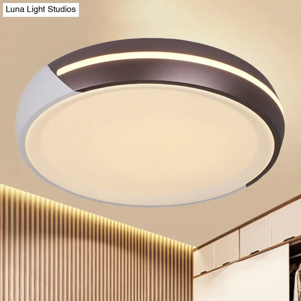 Simplicity Acrylic Brown Led Flush Light Fixture 18’/21.5’ Dia Round Warm/White