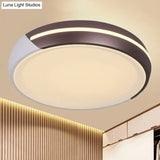 Simplicity Acrylic Brown Led Flush Light Fixture 18’/21.5’ Dia Round Warm/White