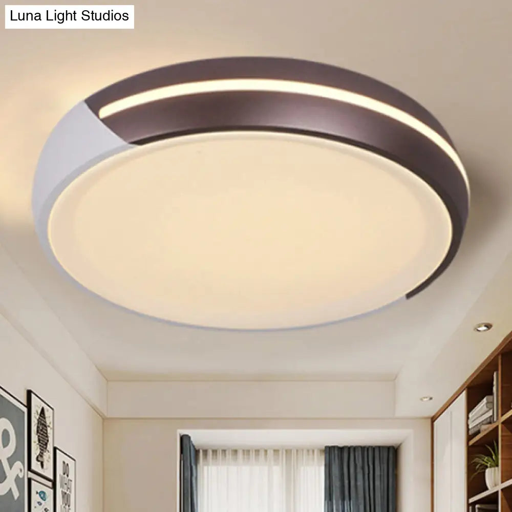 Simplicity Acrylic Brown Led Flush Light Fixture 18’/21.5’ Dia Round Warm/White
