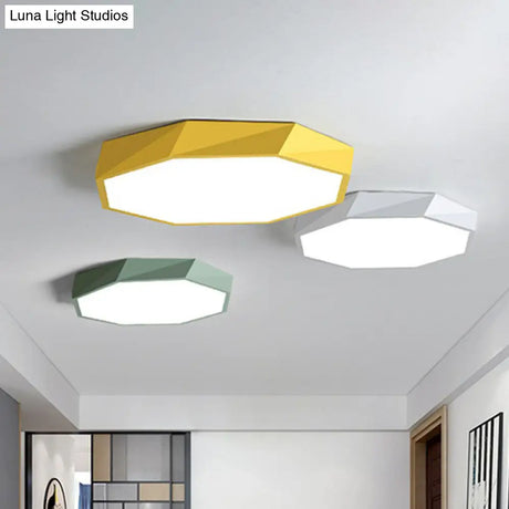 Simplicity Acrylic Octagonal Flush Ceiling Light - Led Mount Fixture For Bedrooms