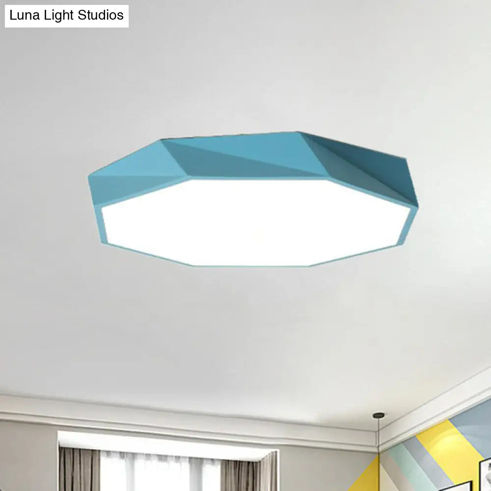 Simplicity Acrylic Octagonal Flush Ceiling Light - Led Mount Fixture For Bedrooms Blue / Small