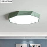 Simplicity Acrylic Octagonal Flush Ceiling Light - Led Mount Fixture For Bedrooms Green / Small