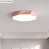 Simplicity Acrylic Octagonal Flush Ceiling Light - Led Mount Fixture For Bedrooms Pink / Small