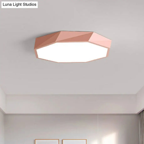 Simplicity Acrylic Octagonal Flush Ceiling Light - Led Mount Fixture For Bedrooms Pink / Small