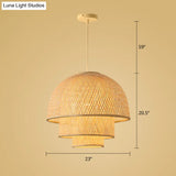Simplicity Bamboo Pendant Light - 1-Light Wood Woven Suspension Lighting For Tea Room
