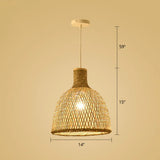 Simplicity Bamboo Pendant Light - 1-Light Wood Woven Suspension Lighting For Tea Room / C