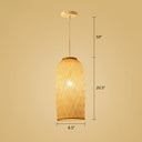 Simplicity Bamboo Pendant Light - 1-Light Wood Woven Suspension Lighting For Tea Room / H