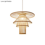 Simplicity Bamboo Pendant Light - Wood Layered Suspension | Ideal For Tea Rooms