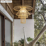 Simplicity Bamboo Pendant Light - Wood Layered Suspension | Ideal For Tea Rooms