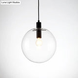 Simplicity Black Single-Bulb Cafe Pendant Lamp - 8’/10’/12’ W Clear Glass Shade