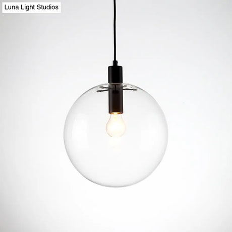 Simplicity Black Single-Bulb Cafe Pendant Lamp - 8’/10’/12’ W Clear Glass Shade