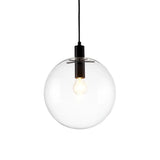 Simplicity Black Single-Bulb Cafe Pendant Lamp - 8’/10’/12’ W Clear Glass Shade / 10’