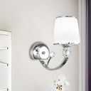 Simplicity Chrome Conic 1-Head Wall Light Fixture With White Glass Shade