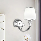 Simplicity Chrome Conic 1-Head Wall Light Fixture With White Glass Shade
