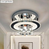 Simplicity Circle Flush Crystal Led Ceiling Fixture In Chrome - 8’/12’ Size Options Warm/White Light