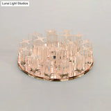 Simplicity Clear Led Ceiling Flush Light With Round Crystal Prism For Corridor