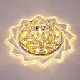 Simplicity Crystal Lotus Led Flush Mount Ceiling Light In Clear Ideal For Corridors / 3W Warm