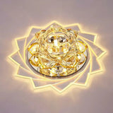 Simplicity Crystal Lotus Led Flush Mount Ceiling Light In Clear Ideal For Corridors / 3W Warm