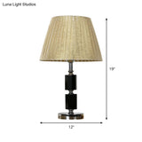 Simplicity Crystal Pleated Shade Table Lamp - 1-Light Night Lighting In Beige For Bedroom