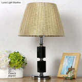 Simplicity Crystal Pleated Shade Table Lamp - 1-Light Night Lighting In Beige For Bedroom