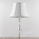 Simplicity Curvy Crystal Nightstand Lamp: Hand-Cut Fabric Task Lighting 1-Bulb White Design