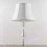 Simplicity Curvy Crystal Nightstand Lamp: Hand-Cut Fabric Task Lighting 1-Bulb White Design