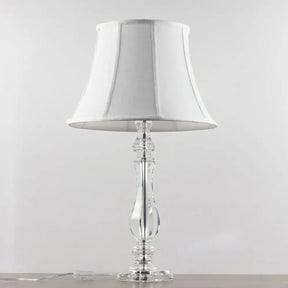 Simplicity Curvy Crystal Nightstand Lamp: Hand-Cut Fabric Task Lighting 1-Bulb White Design