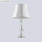 Simplicity Curvy Crystal Nightstand Lamp: Hand-Cut Fabric Task Lighting 1-Bulb White Design