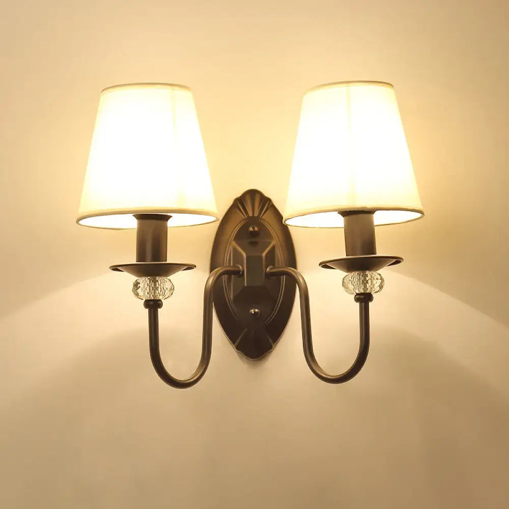 Simplicity Fabric Black Tapered Shade Wall Lamp - Stylish Living Room Lighting 2 /