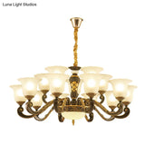 Simplicity Frosted Ribbed Glass Bell Chandelier Pendant Light