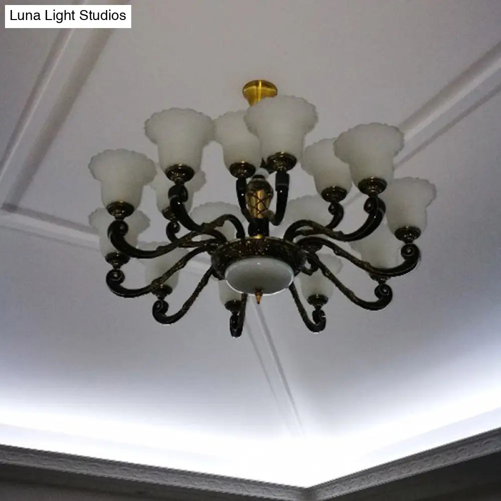 Simplicity Frosted Ribbed Glass Bell Chandelier Pendant Light