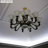 Simplicity Frosted Ribbed Glass Bell Chandelier Pendant Light