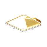 Simplicity Geometric Flush Mount Metal Led Parlor Ceiling Light In Gold Warm/White Lighting
