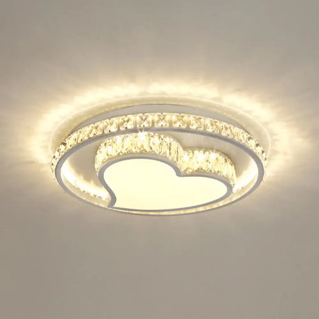 Simplicity Geometric Led Ceiling Light With Crystal Accents In Stainless Steel For Bedrooms
