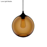 Simplicity Glass Globe Pendant Light - 1 Red/Brown/Clear