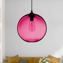 Simplicity Glass Globe Pendant Light - 1 Red/Brown/Clear Rose Red