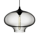 Simplicity Glass Oval Hanging Lamp: 1-Light Red/Brown/Blue Ceiling Light Smoke Gray