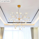 Simplicity Gold Led Pendant Chandelier For Living Room - Metallic Branch Design
