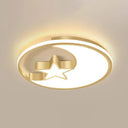 Simplicity Golden Ceiling Lamp With Metal Moon And Star Design - Perfect For Children’s Bedroom