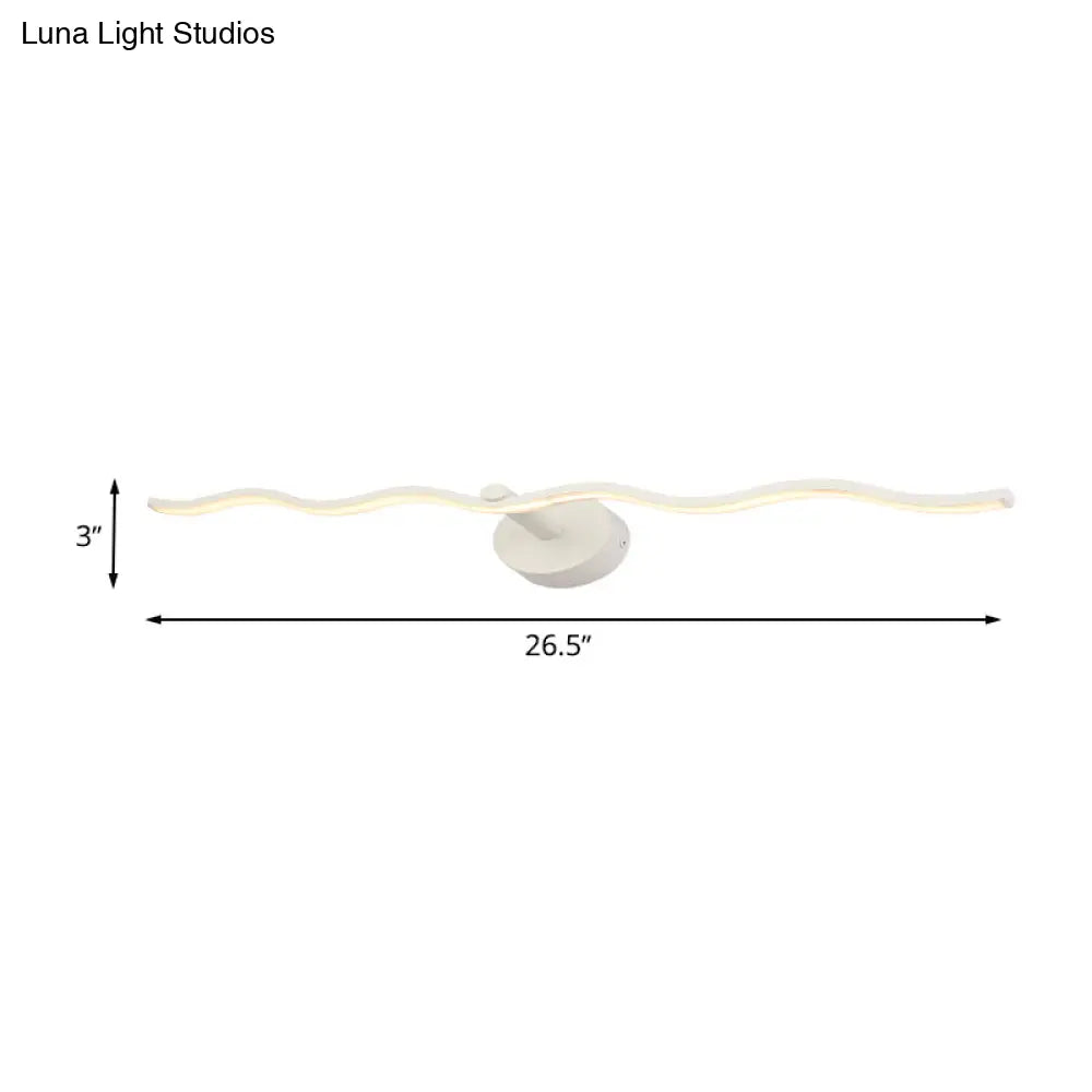 Simplicity Led Acrylic Wall Sconce Vanity Light 18/26.5 L White Wave Design For Bathroom